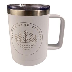 Salt to Pine Company White‎ Coffee Mug With Lid Camp Cup WPF72Q